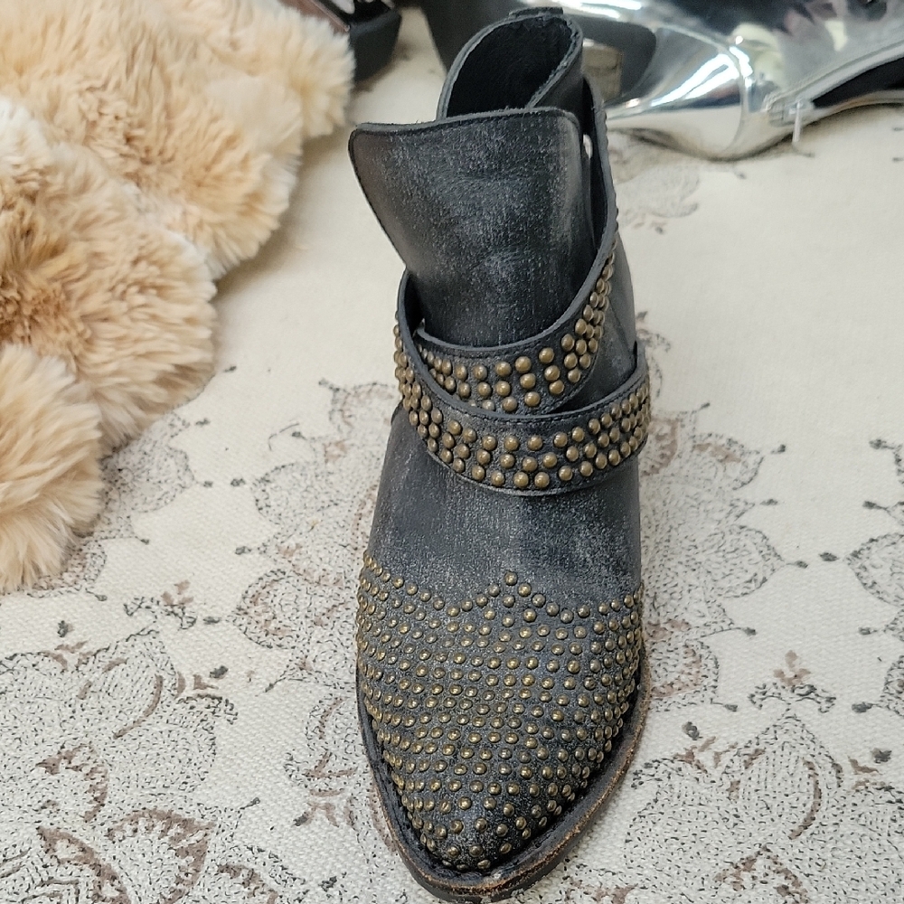 Free People Black Studded Ankle Booties - Picture 3 of 5